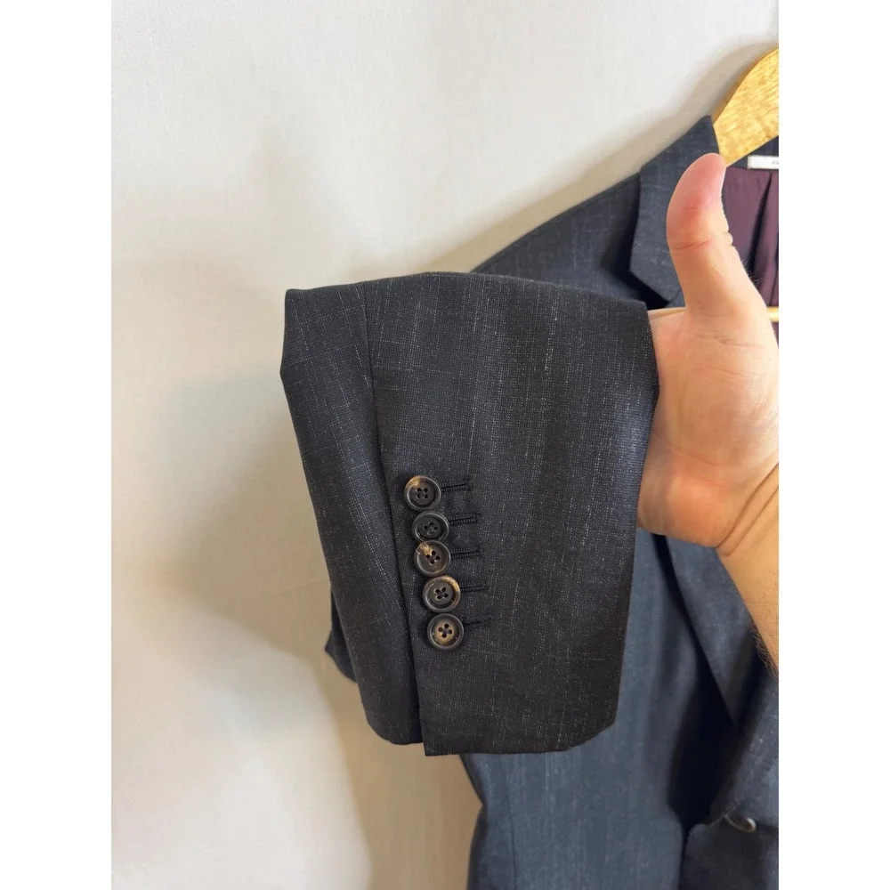 Pal Zileri Henry Singer Mens Wool Silk Linen Blazer Charcoal Grey Italy 54 / 44R